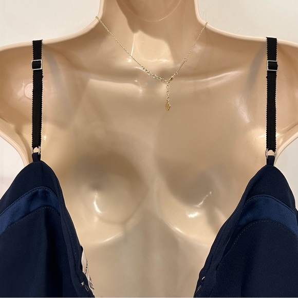 Carven Revolve Fragola Tank Top Scalloped Navy Blue 6 Classic Chic Scandigirl - Picture 8 of 13